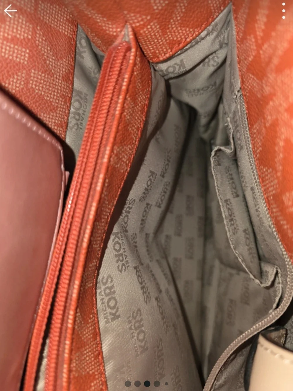 Michael Kors Orange MK Logo Satchel with Cream Trim